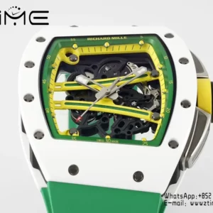 Richard Mille RM061 RM61-01 White Ceramic ZF 1:1 Best Edition on Green Rubber Strap RMUL2 - Super Clone Watch | 1:1 Best Version