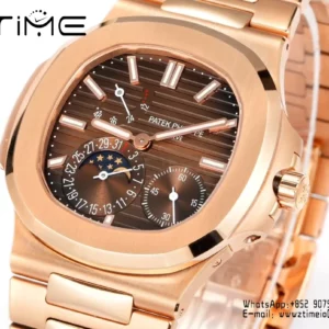Patek Philippe Nautilus 5712R RG OMEF 1:1 Best Edition Brown Dial on RG Bracelet A240 Super Clone - Super Clone Watch | 1:1 Best Version