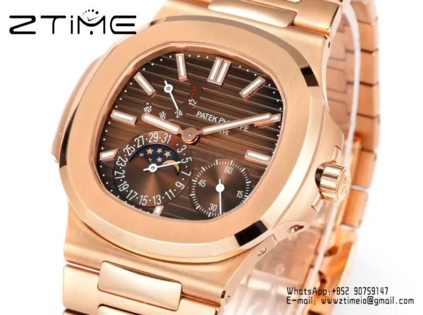 Patek Philippe Nautilus 5712R RG OMEF 1:1 Best Edition Brown Dial on RG Bracelet A240 Super Clone - Super Clone Watch | 1:1 Best Version