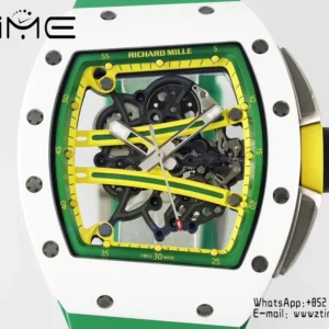 Richard Mille RM061 RM61-01 White Ceramic ZF 1:1 Best Edition on Green Rubber Strap RMUL2 - Super Clone Watch | 1:1 Best Version