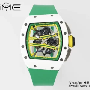 Richard Mille RM061 RM61-01 White Ceramic ZF 1:1 Best Edition on Green Rubber Strap RMUL2 - Super Clone Watch | 1:1 Best Version