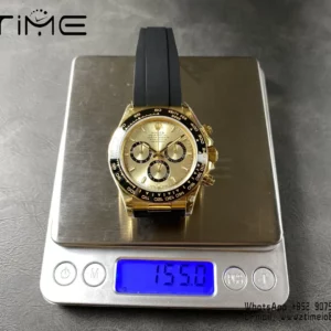Rolex Daytona 126518 QF 1:1 Best Edition YG/Black Dial on Rubbsr Strap SH4131 V11 (Weighted) - Super Clone Watch | 1:1 Best Version