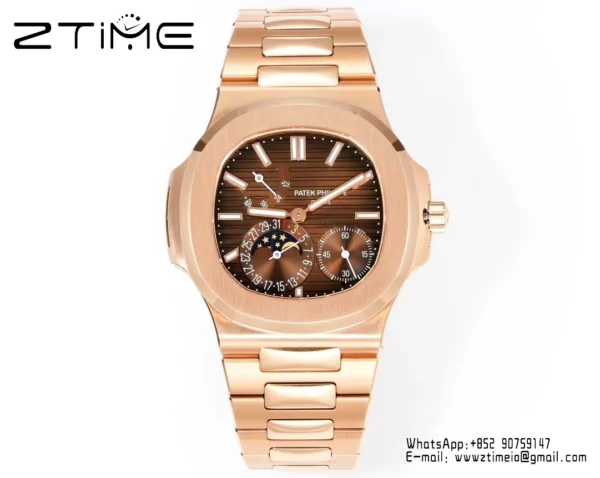 Patek Philippe Nautilus 5712R RG OMEF 1:1 Best Edition Brown Dial on RG Bracelet A240 Super Clone - Super Clone Watch | 1:1 Best Version