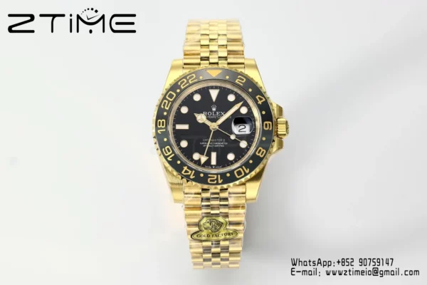 Rolex GMT Master II 126718 YG Gold Factory 1:1 Best Edition Black Dial V3 (Weighted) - Super Clone Watch | 1:1 Best Version
