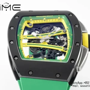 Richard Mille RM061 RM61-01 Black Ceramic ZF 1:1 Best Edition on Green Rubber Strap - Super Clone Watch | 1:1 Best Version