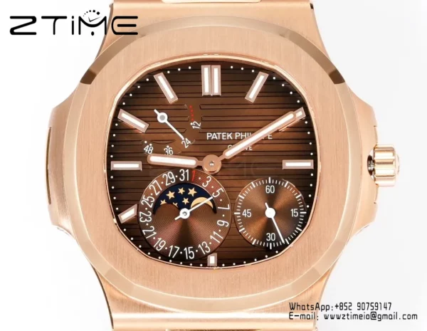 Patek Philippe Nautilus 5712R RG OMEF 1:1 Best Edition Brown Dial on RG Bracelet A240 Super Clone - Super Clone Watch | 1:1 Best Version