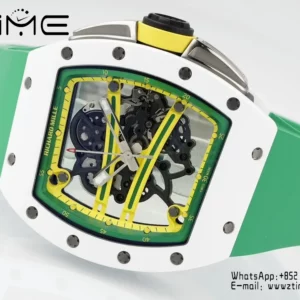 Richard Mille RM061 RM61-01 White Ceramic ZF 1:1 Best Edition on Green Rubber Strap RMUL2 - Super Clone Watch | 1:1 Best Version