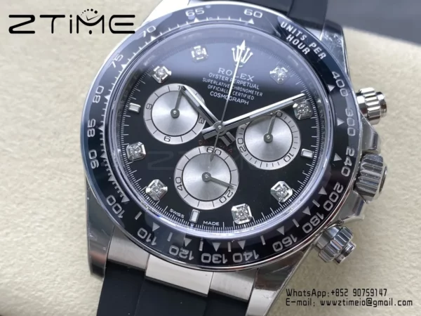 Rolex Daytona 126519 VS Factory 1:1 Best Edition Black/Silver Diamonds Dial V2 (Weighted) - Super Clone Watch | 1:1 Best Version