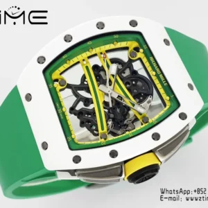 Richard Mille RM061 RM61-01 White Ceramic ZF 1:1 Best Edition on Green Rubber Strap RMUL2 - Super Clone Watch | 1:1 Best Version