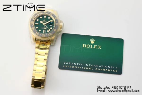 Rolex GMT Master II 116718 YG Gold Factory 1:1 Best Edition Green Dial V3 (Weighted) - Super Clone Watch | 1:1 Best Version