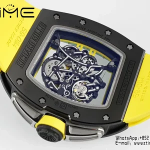 Richard Mille RM061 RM61-01 Black Ceramic ZF 1:1 Best Edition on Yellow Rubber Strap - Super Clone Watch | 1:1 Best Version