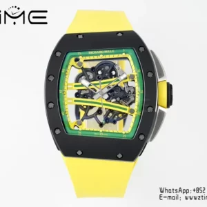 Richard Mille RM061 RM61-01 Black Ceramic ZF 1:1 Best Edition on Yellow Rubber Strap - Super Clone Watch | 1:1 Best Version