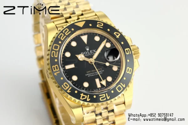 Rolex GMT Master II 126718 YG Gold Factory 1:1 Best Edition Black Dial V3 (Weighted) - Super Clone Watch | 1:1 Best Version