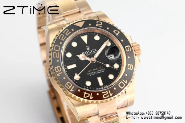 Rolex GMT-Master II 126715 CHNR  Gold Factory 1:1 Best Edition  Black Dial V3 (Weighted) - Super Clone Watch | 1:1 Best Version