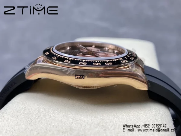 Rolex Daytona 126515 QF 1:1 Best Edition Black/RG Diamonds Dial on Oysterflex Strap SH4131 V11 (Weighted) - Super Clone Watch | 1:1 Best Version