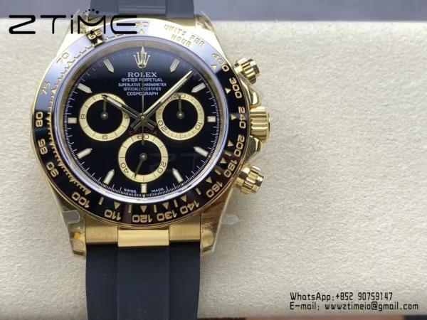 Rolex Daytona 126518 QF 1:1 Best Edition Black Dial on Oysterflex Strap SH4131 V11 (Weighted) - Super Clone Watch | 1:1 Best Version