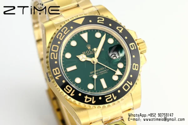 Rolex GMT Master II 116718 YG Gold Factory 1:1 Best Edition Green Dial V3 (Weighted) - Super Clone Watch | 1:1 Best Version