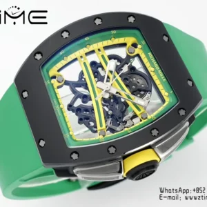Richard Mille RM061 RM61-01 Black Ceramic ZF 1:1 Best Edition on Green Rubber Strap - Super Clone Watch | 1:1 Best Version