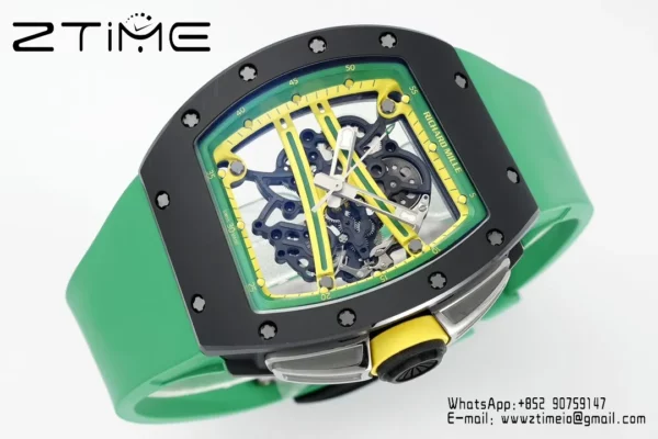 Richard Mille RM061 RM61-01 Black Ceramic ZF 1:1 Best Edition on Green Rubber Strap - Super Clone Watch | 1:1 Best Version