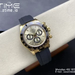 Rolex Daytona 126518 QF 1:1 Best Edition YG/Black Dial on Rubbsr Strap SH4131 V11 (Weighted) - Super Clone Watch | 1:1 Best Version