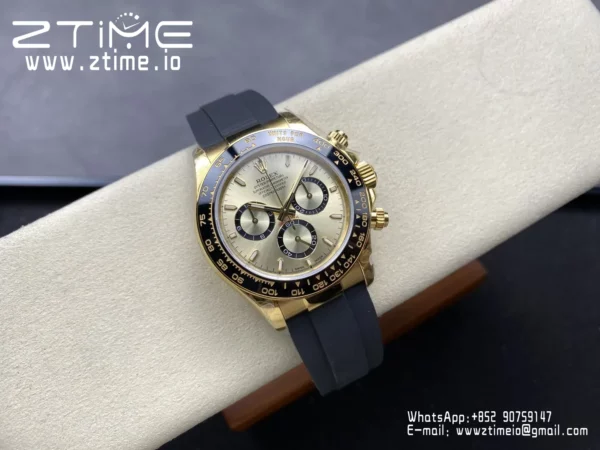 Rolex Daytona 126518 QF 1:1 Best Edition YG/Black Dial on Rubbsr Strap SH4131 V11 (Weighted) - Super Clone Watch | 1:1 Best Version