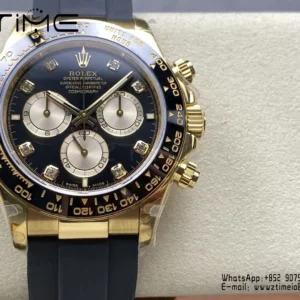 Rolex Daytona 126518 QF 1:1 Best Edition Black/YG Diamonds Dial SH4131 V11 (Weighted) - Super Clone Watch | 1:1 Best Version