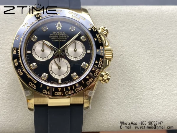 Rolex Daytona 126518 QF 1:1 Best Edition Black/YG Diamonds Dial SH4131 V11 (Weighted) - Super Clone Watch | 1:1 Best Version