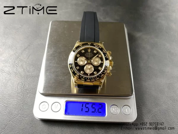 Rolex Daytona 126518 QF 1:1 Best Edition Black/YG Diamonds Dial SH4131 V11 (Weighted) - Super Clone Watch | 1:1 Best Version