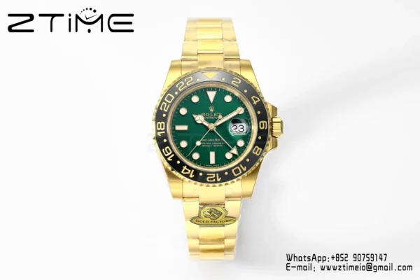 Rolex GMT Master II 116718 YG Gold Factory 1:1 Best Edition Green Dial V3 (Weighted) - Super Clone Watch | 1:1 Best Version