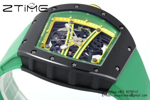 Richard Mille RM061 RM61-01 Black Ceramic ZF 1:1 Best Edition on Green Rubber Strap - Super Clone Watch | 1:1 Best Version