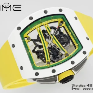 Richard Mille RM061 RM61-01 White Ceramic ZF 1:1 Best Edition on Green Rubber Strap RMUL2 - Super Clone Watch | 1:1 Best Version