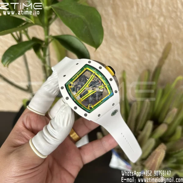 Richard Mille RM061 RM61-01 White Ceramic ZF 1:1 Best Edition on White Rubber Strap RMUL2 - Super Clone Watch | 1:1 Best Version