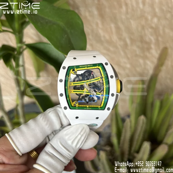 Richard Mille RM061 RM61-01 White Ceramic ZF 1:1 Best Edition on White Rubber Strap RMUL2 - Super Clone Watch | 1:1 Best Version
