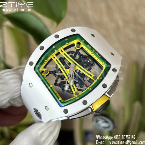 Richard Mille RM061 RM61-01 White Ceramic ZF 1:1 Best Edition on White Rubber Strap RMUL2 - Super Clone Watch | 1:1 Best Version
