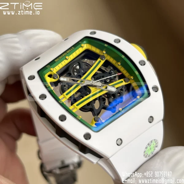 Richard Mille RM061 RM61-01 White Ceramic ZF 1:1 Best Edition on White Rubber Strap RMUL2 - Super Clone Watch | 1:1 Best Version