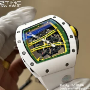 Richard Mille RM061 RM61-01 White Ceramic ZF 1:1 Best Edition on White Rubber Strap RMUL2 - Super Clone Watch | 1:1 Best Version
