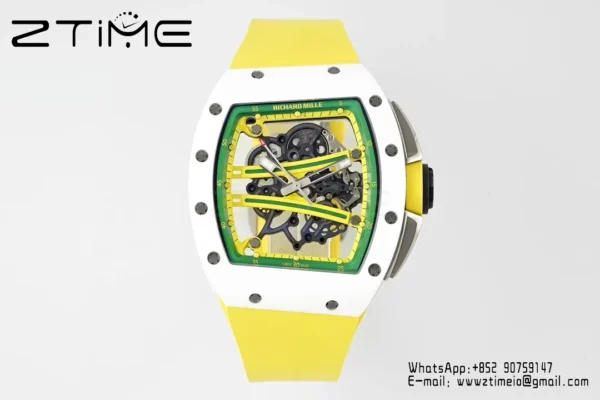 Richard Mille RM061 RM61-01 White Ceramic ZF 1:1 Best Edition on Green Rubber Strap RMUL2 - Super Clone Watch | 1:1 Best Version