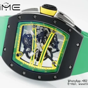 Richard Mille RM061 RM61-01 Black Ceramic ZF 1:1 Best Edition on Green Rubber Strap - Super Clone Watch | 1:1 Best Version