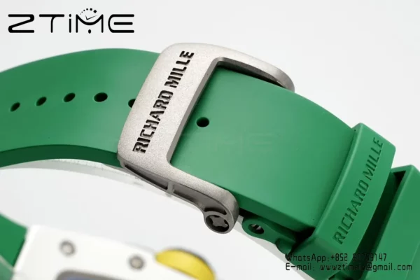 Richard Mille RM061 RM61-01 White Ceramic ZF 1:1 Best Edition on Green Rubber Strap RMUL2 - Super Clone Watch | 1:1 Best Version