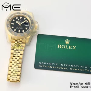 Rolex GMT Master II 126718 YG Gold Factory 1:1 Best Edition Black Dial V3 (Weighted) - Super Clone Watch | 1:1 Best Version