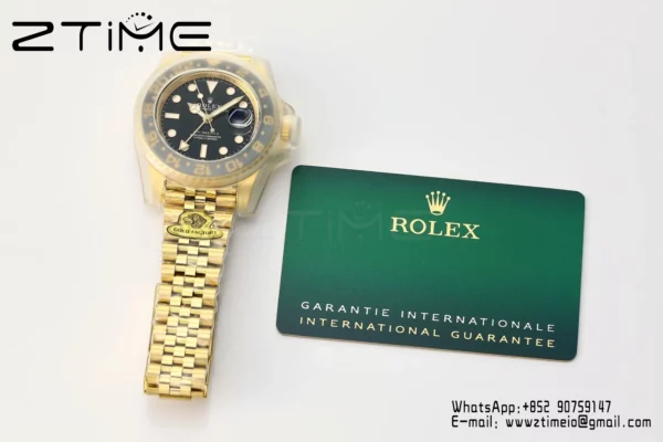 Rolex GMT Master II 126718 YG Gold Factory 1:1 Best Edition Black Dial V3 (Weighted) - Super Clone Watch | 1:1 Best Version