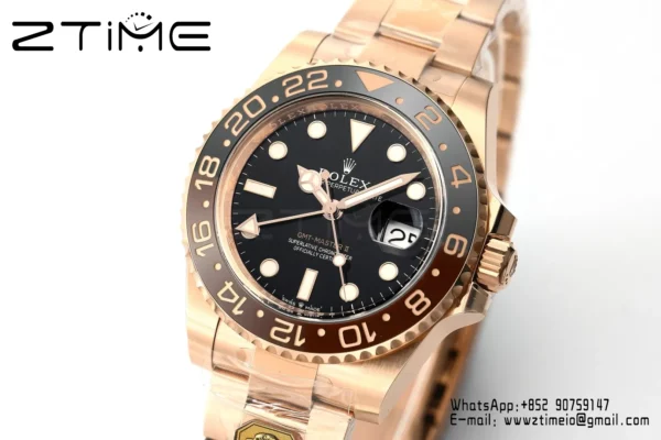 Rolex GMT-Master II 126715 CHNR  Gold Factory 1:1 Best Edition  Black Dial V3 (Weighted) - Super Clone Watch | 1:1 Best Version