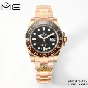 Rolex GMT-Master II 126715 CHNR  Gold Factory 1:1 Best Edition  Black Dial V3 (Weighted) - Super Clone Watch | 1:1 Best Version