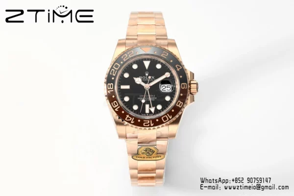Rolex GMT-Master II 126715 CHNR  Gold Factory 1:1 Best Edition  Black Dial V3 (Weighted) - Super Clone Watch | 1:1 Best Version