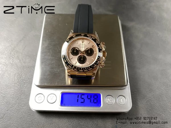 Rolex Daytona 126515 QF 1:1 Best Edition RG/Black Dial on Oysterflex Strap SH4131 V11 (Weighted) - Super Clone Watch | 1:1 Best Version