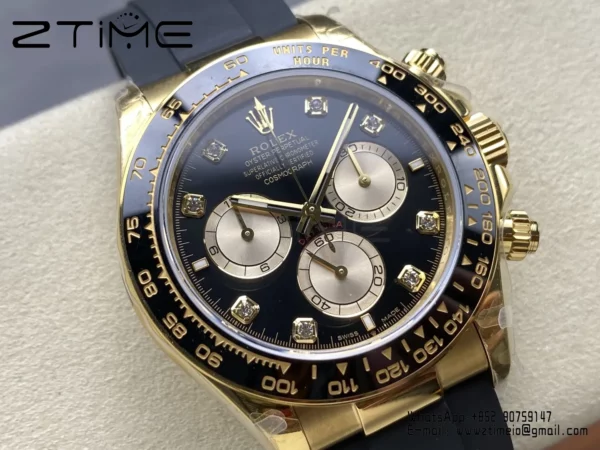 Rolex Daytona 126518 QF 1:1 Best Edition Black/YG Diamonds Dial SH4131 V11 (Weighted) - Super Clone Watch | 1:1 Best Version