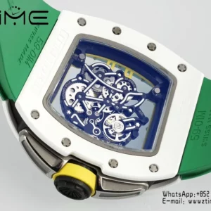 Richard Mille RM061 RM61-01 White Ceramic ZF 1:1 Best Edition on Green Rubber Strap RMUL2 - Super Clone Watch | 1:1 Best Version