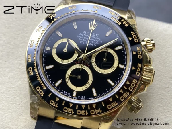 Rolex Daytona 126518 QF 1:1 Best Edition Black Dial on Oysterflex Strap SH4131 V11 (Weighted) - Super Clone Watch | 1:1 Best Version