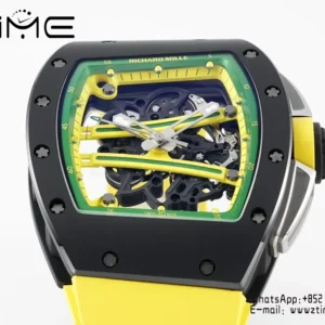 Richard Mille RM061 RM61-01 Black Ceramic ZF 1:1 Best Edition on Yellow Rubber Strap - Super Clone Watch | 1:1 Best Version