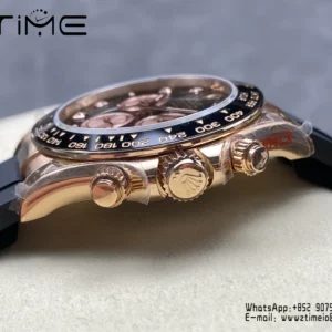 Rolex Daytona 126515 QF 1:1 Best Edition Black/RG Diamonds Dial on Oysterflex Strap SH4131 V11 (Weighted) - Super Clone Watch | 1:1 Best Version